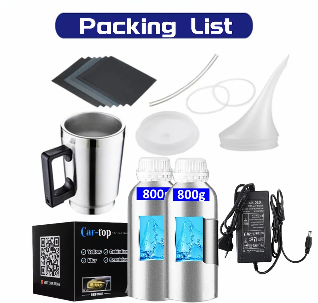 Rénovateur de phares voiture 1600ml kit complet de polissage manuel DIY
