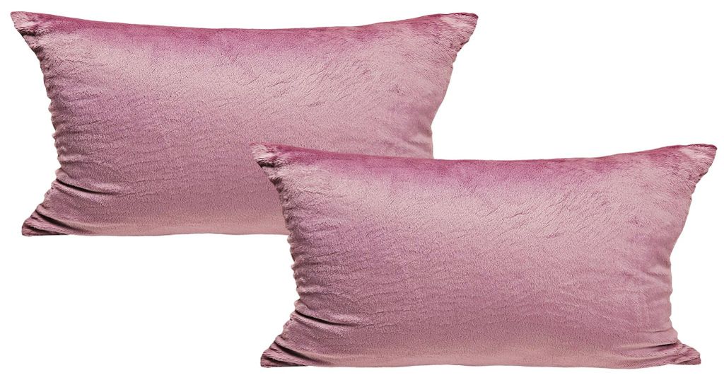 JACK 2er Set Teddy Flausch Kissen Dekokissen flauschig kuschlig weich, Farbe:Antik Rosa, Größe:30 x 50 cm