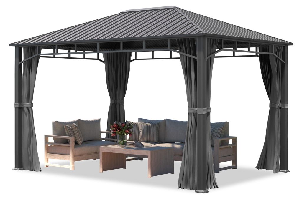 Gartenpavillon 3x4 m Stahldach Hardtop 4 Seitenteile in Produktbild 
