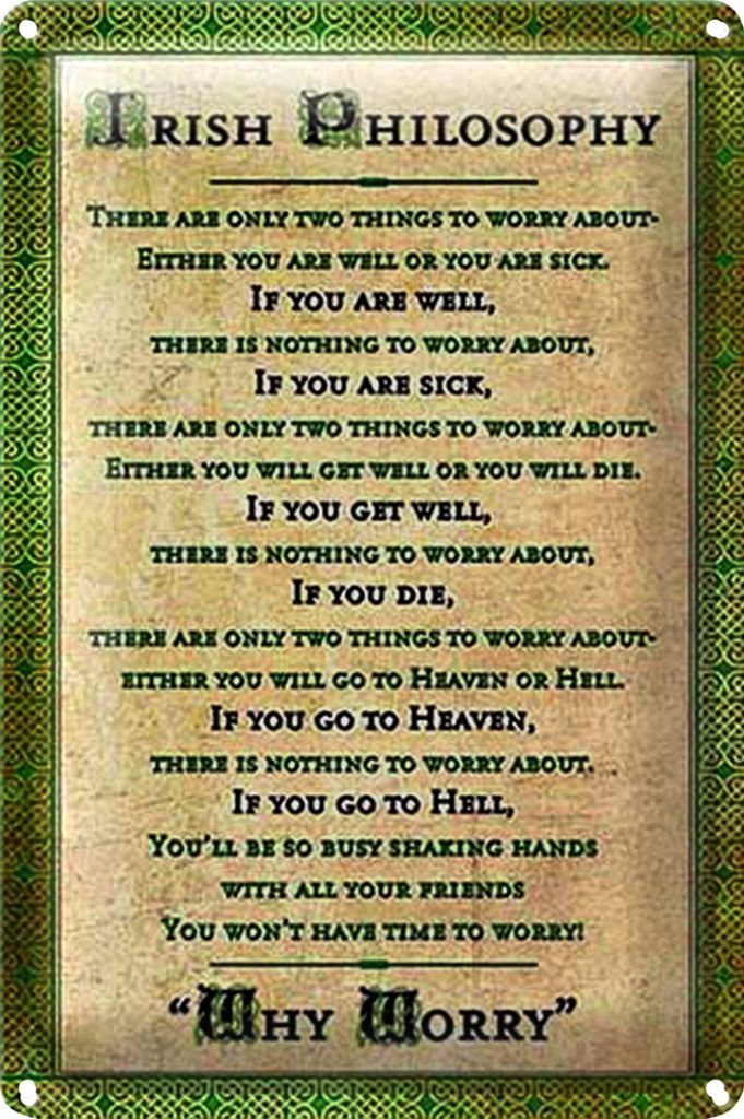 Blechschild Spruch 18x12cm Irish Philosophy there are only