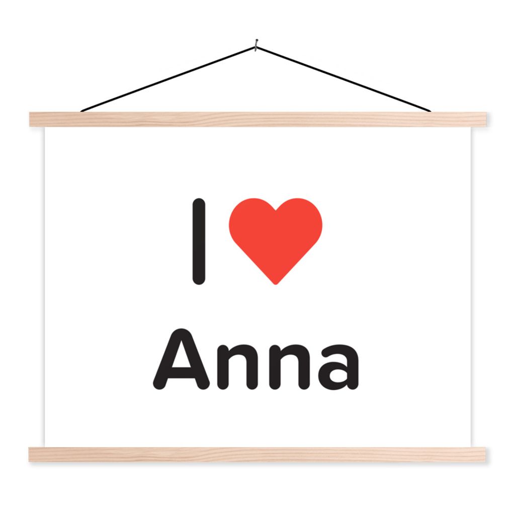 MuchoWow Textilposter Ich liebe - Anna - Mädchen 120x90 cm mit holzfarbenen Rahmen - Magnetisch