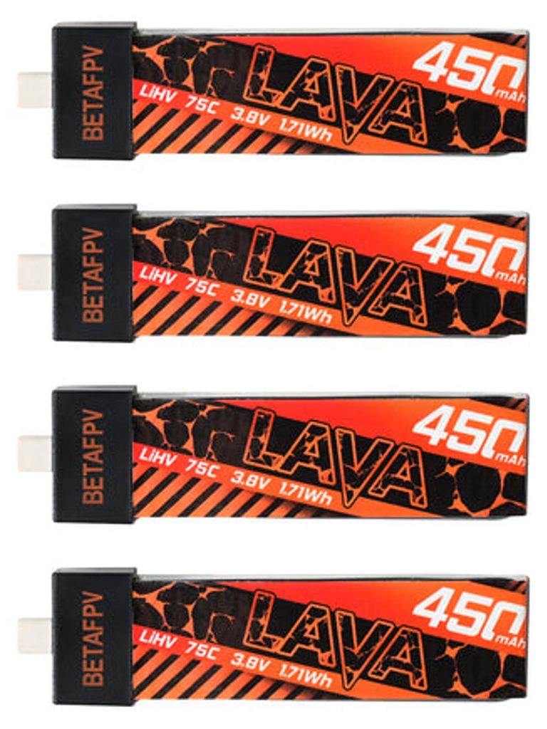 BetaFPV LAVA Lipo Akku 75C LiHV 450mAh 1S 4 Stück Produktbild 
