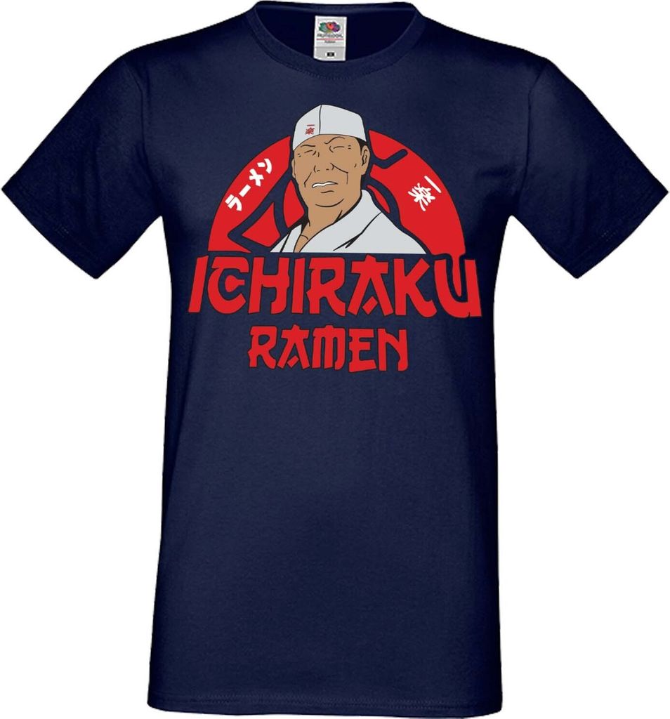 Herren T-Shirt Anime Manga Naruto Ichiraku Ramen, Man 3XL / Dunkelblau