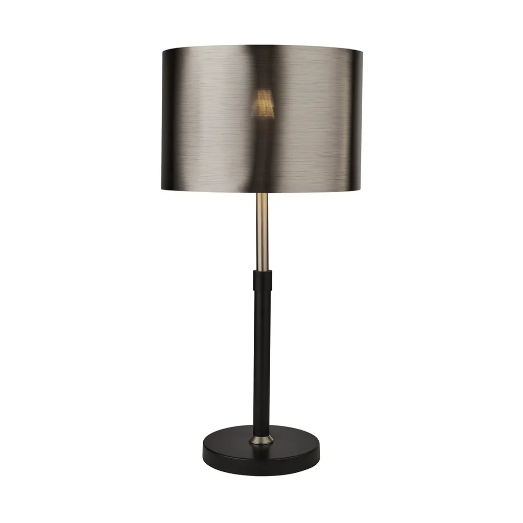 Lampe de bureau noir et chrome avec abat-jour brossé - Finition Luxe