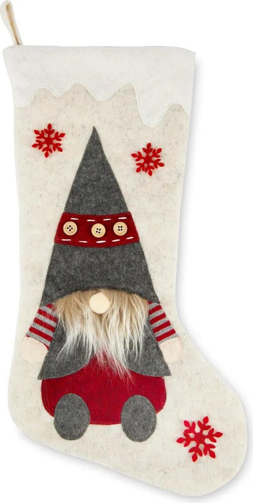 Bas de Noël Gnomo Polyester Blanc Excelsa - Idéal pour vos Cadeaux