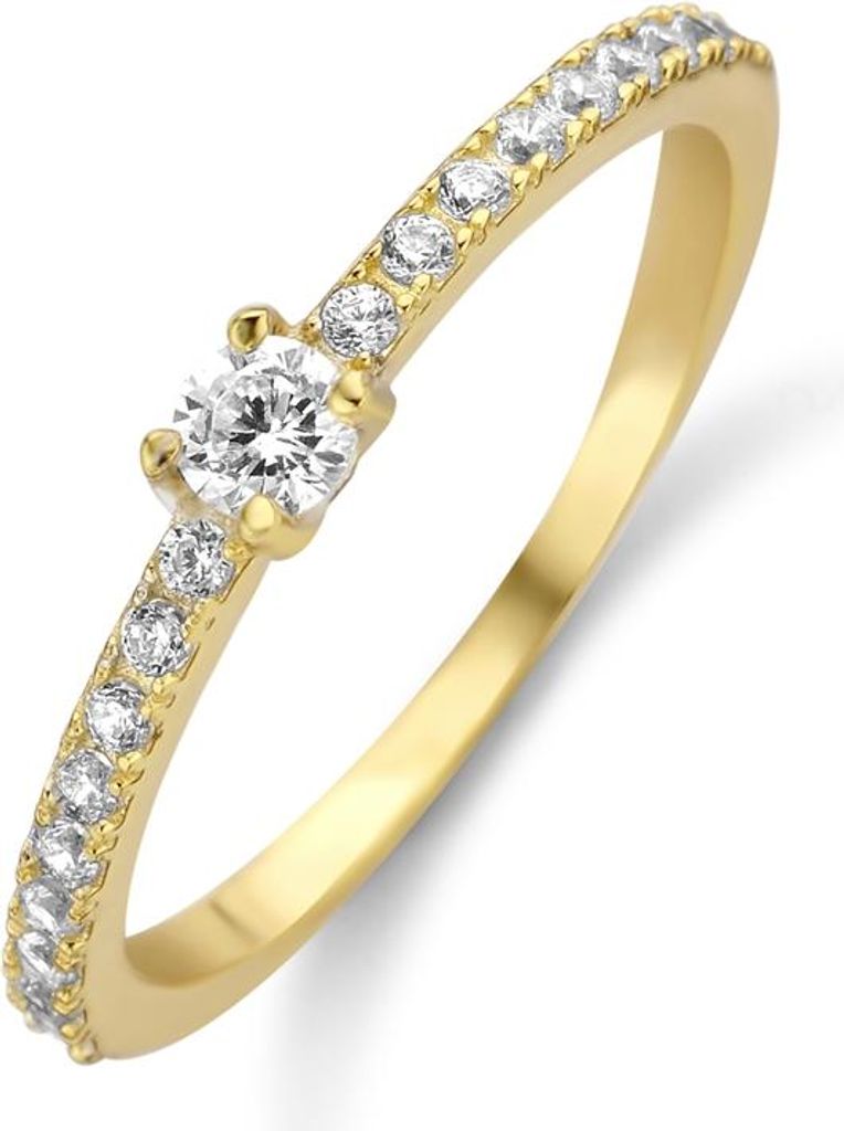 New Bling Zilveren Ring 9NB-0390-50 - Maat 50 - Zirkonia - Goudkleurig