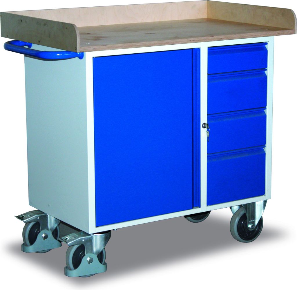 Variofit Werkstattwagen mit 4 Schubladen und Rand sw-985.002