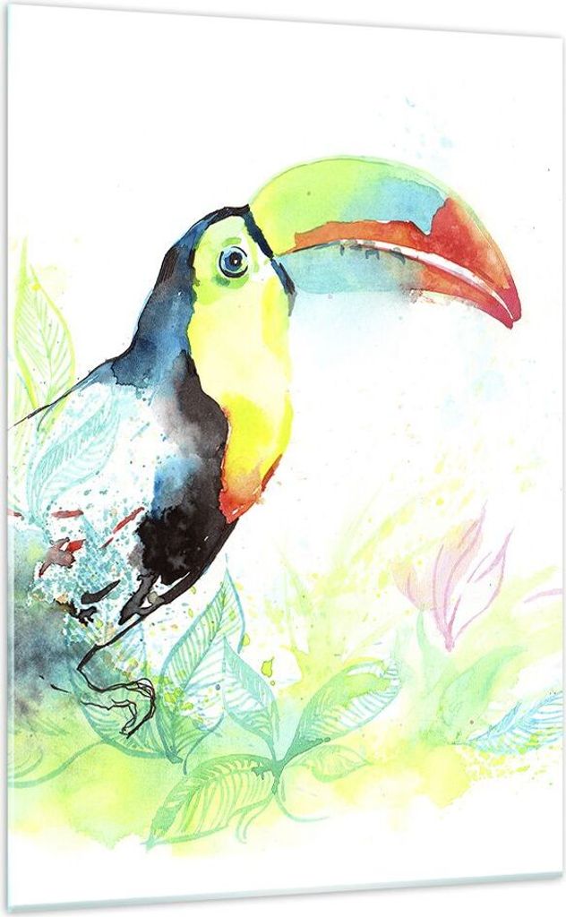 Bilder auf glas - Einteilig - Vogel Toucan Neugier wild - 70x100cm - Glasbilder - Wandbilder - Bilder - Wanddekoration aus Glas - Glas Bilder - Wan...