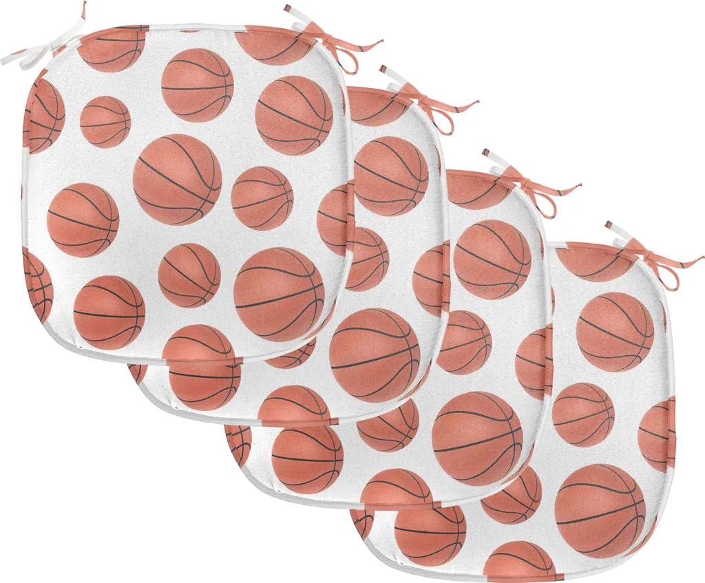 Coussin Décoratif de Chaise Imperméable Basket-ball avec Liens Set de 4