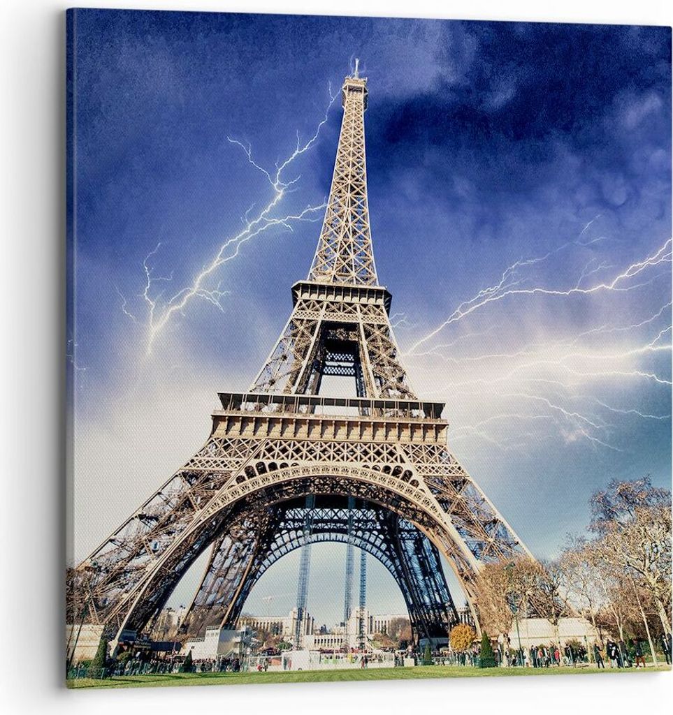 Bild auf Leinwand - Leinwandbild - Eiffle Paris Turm - 70x70cm - Wand Bild - Wanddeko - Wandbilder - Leinwanddruck - Bilder - Kunstdruck - Wanddeko...