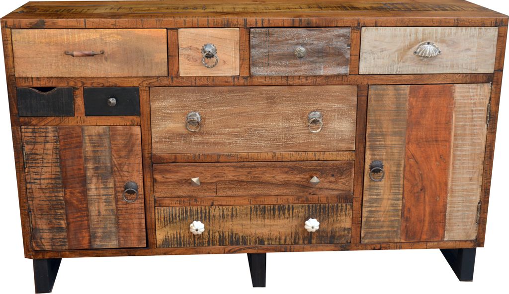 Massive Vintage Kommode, Highboard, Sideboard, Flurschrank - Modell 28, Braun, Holz, 90*150*40 cm, Kommoden & Sideboards