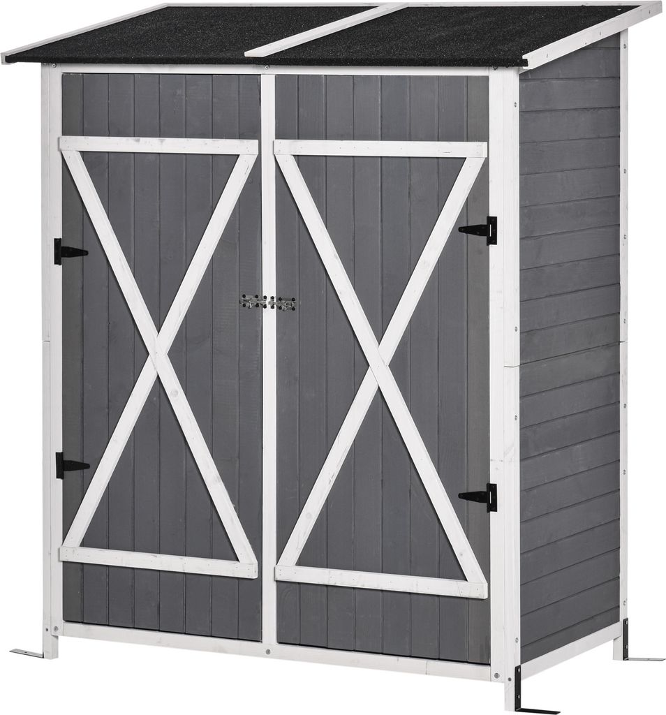 Outsunny Gartenschrank 139x75x160cm - Geräteschuppen Mit Asphaltdach Und 2 Türen