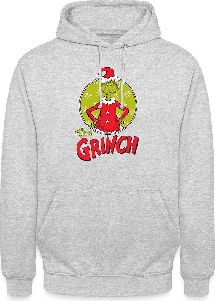 Spreadshirt Der Grinch Logo The Grinch Uni Hoodie, M, Hellgrau meliert
