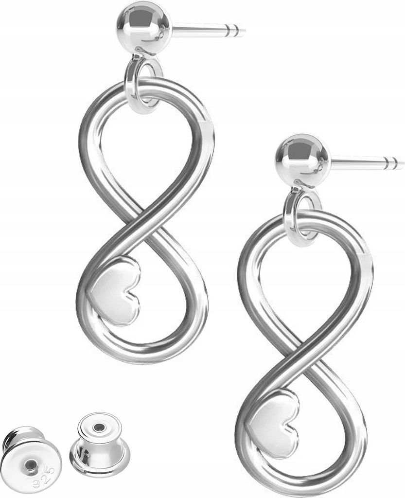 S925 Silber Ohrringe Herz & Unendlichkeit Handarbeit
