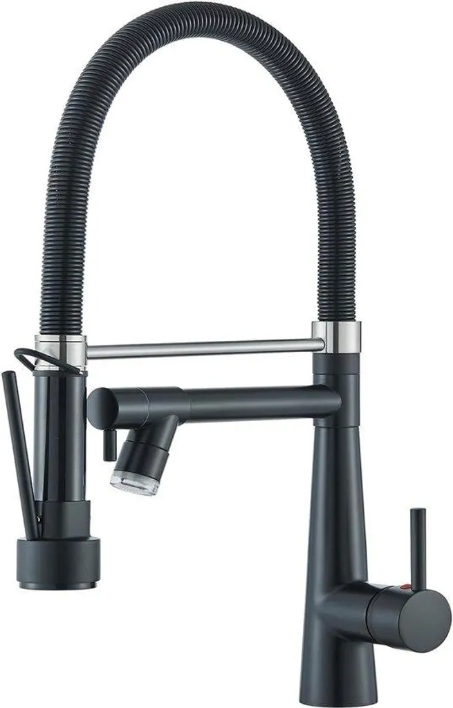 Robinet de cuisine noir avec bec mobile 360 idéal pour évier double