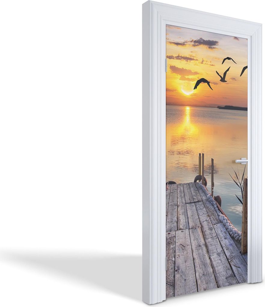 Türfolien Design Selbstklebende Wandsticker Türtapeten - Sonnenuntergang am See - 75 x 205 cm