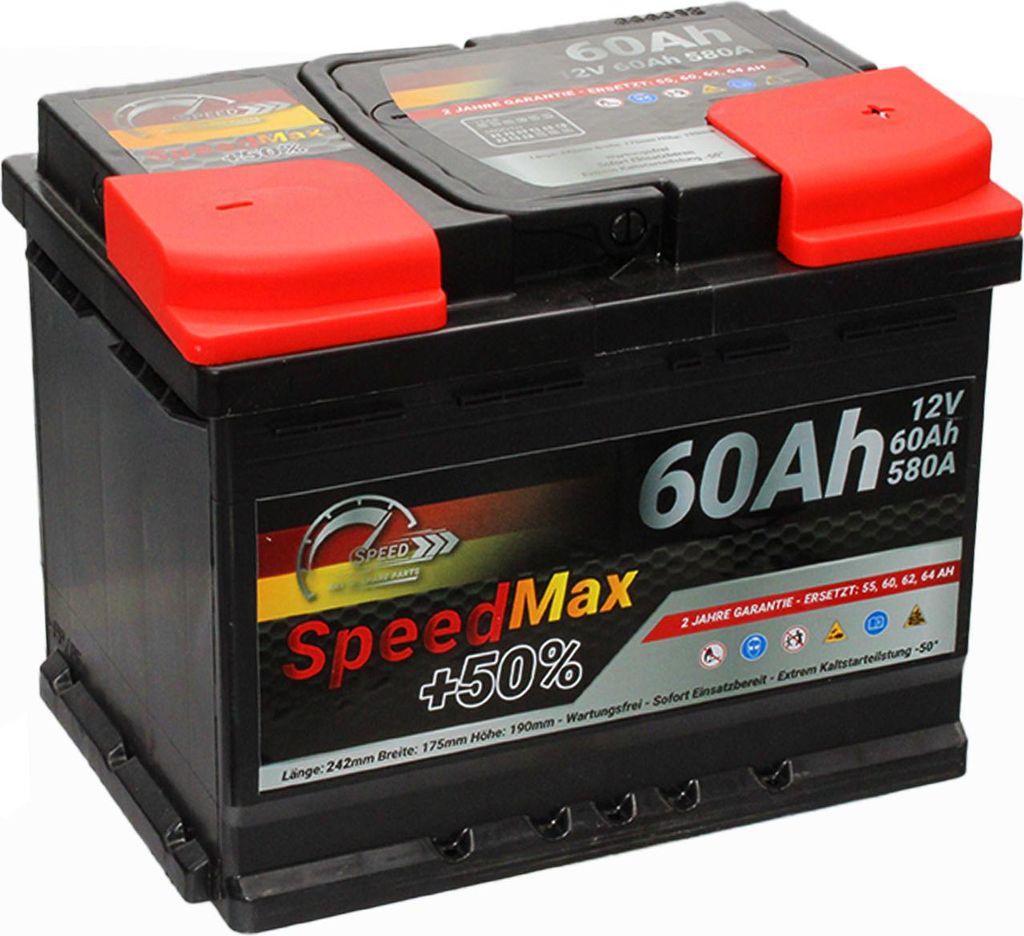 Batteria auto SPEED MAX 60Ah 580A 12V +50% Immagine del prodotto 
