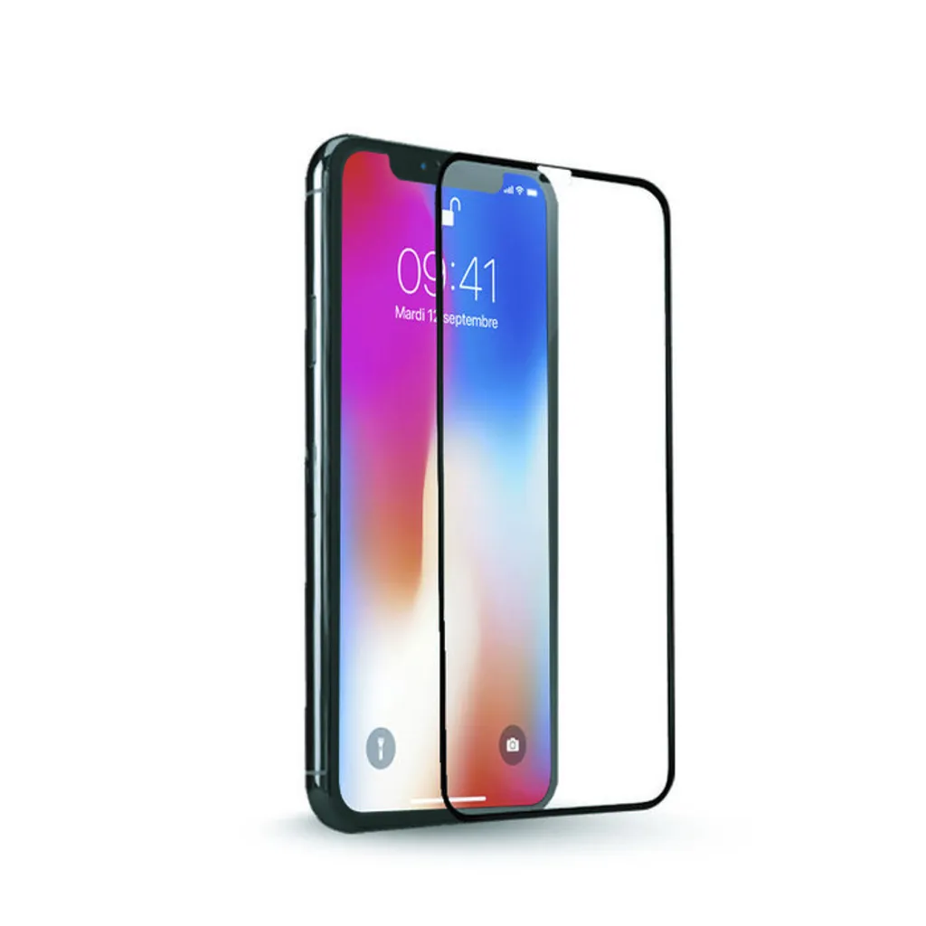 Verre de Protection iPhone XS Max Tiger Noir Transparent Antibactérien 9H