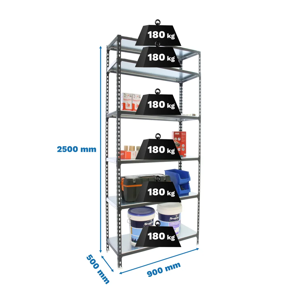 Étagère sans vis SIMONCLICK 6 Niveaux Robuste 500mm Anthracite/Blanc
