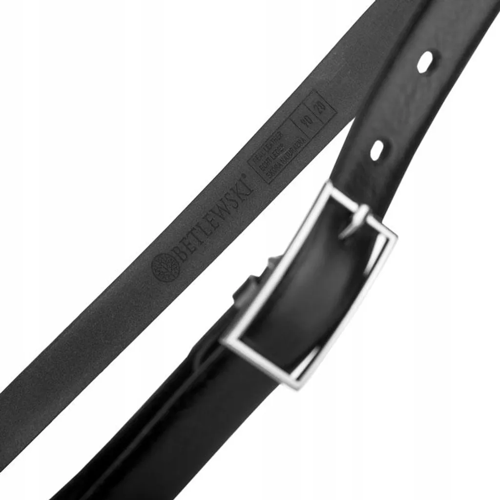 Cintura Elegante Betlewski Pelle Nera 3cm - Fibbia Automatica Design - 5