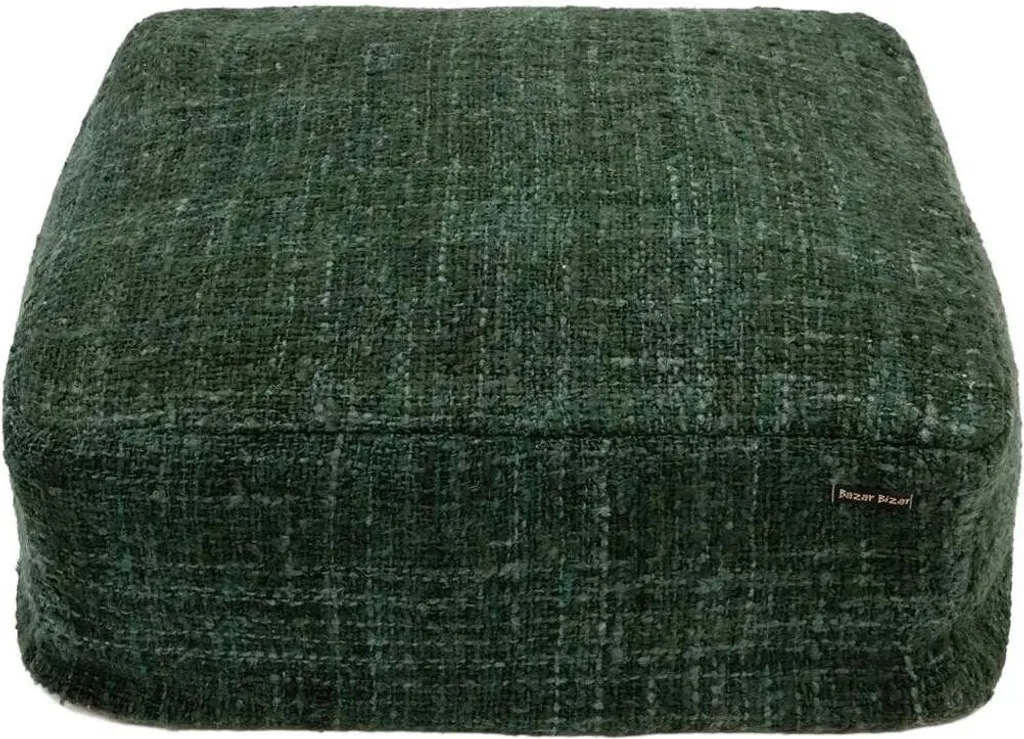 Pouf repose-pieds 60x60 cm vert forêt - Solution confort en coton doux