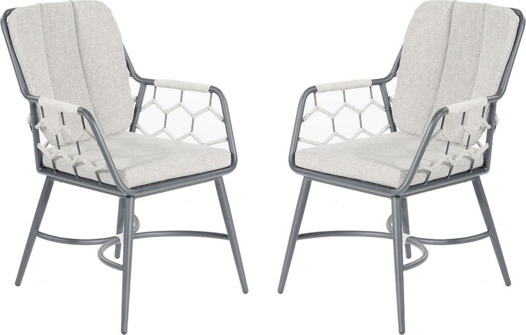 Sonnenpartner Yale 2x Gartensessel Gartenstuhl Sessel silbergrau Aluminium/Polyrope