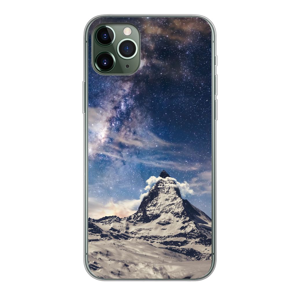 MuchoWow Handyhülle Schutzhülle Hülle für iPhone 11 Pro Max Berge - Sterne - Universum - Jungen - Mädchen - Kinder Silikon Softcase Handy H...