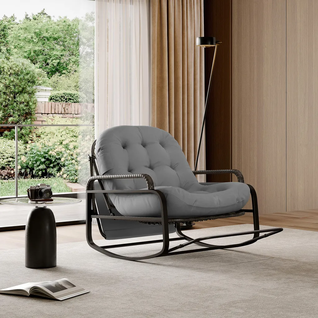 ProximaX Sedia a Dondolo in Rattan con Tenda e Poggiapiedi | Relax Top