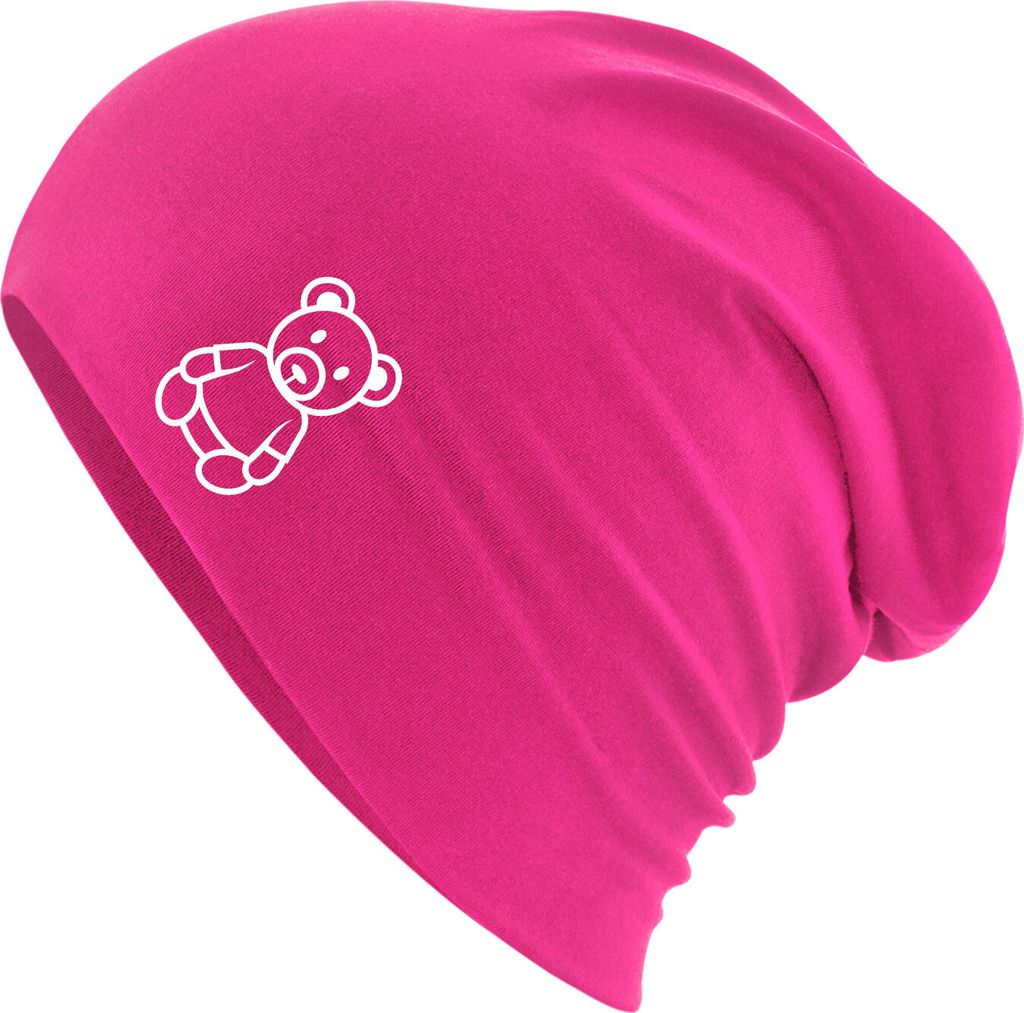 Huuraa Beanie Teddybär Knuddelbär Fuchsia One Size Baumwolle und Elasthan Mütze Geschenkidee