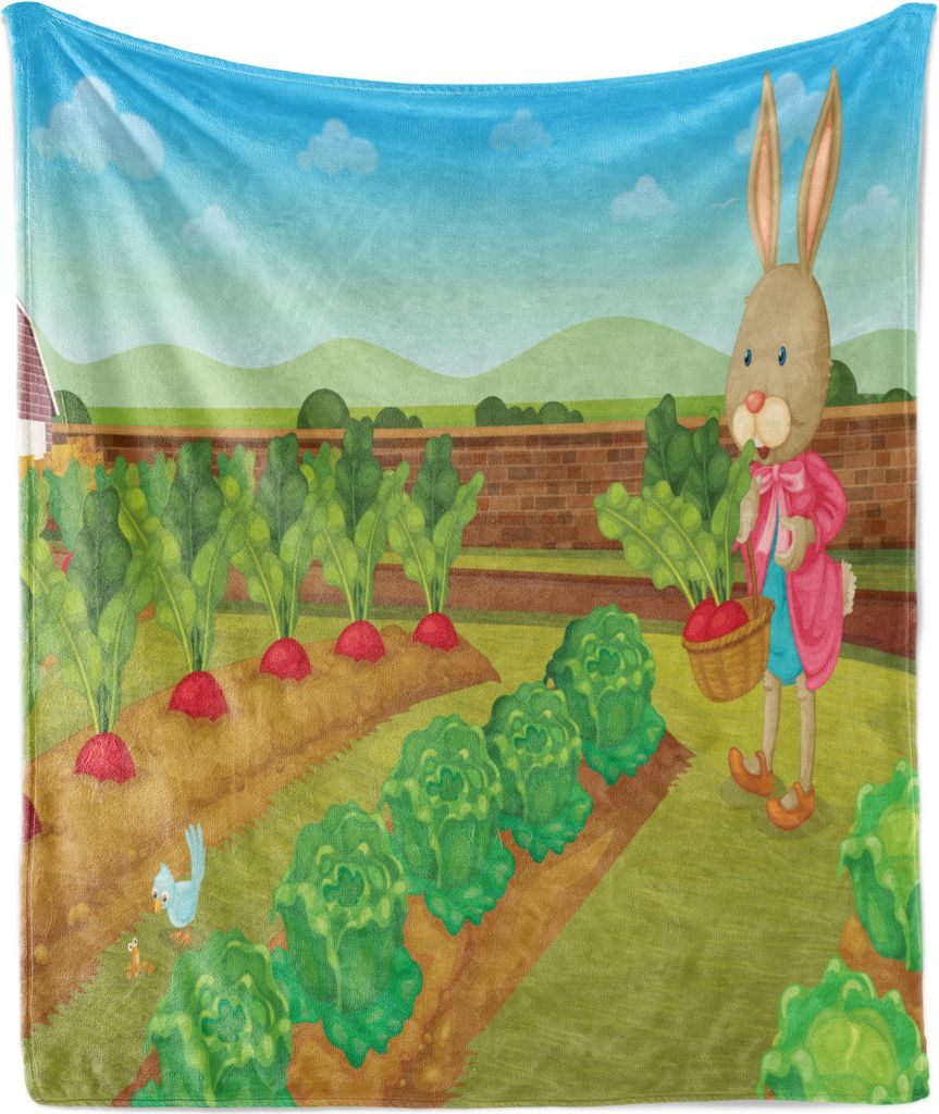 ABAKUHAUS Hase Weich Flanell Fleece Decke, Abbildung Kommissionierung Rettiche in der Bauernhof Feld Botanische Blüte Daytime Graphics, 175 x 230 ...