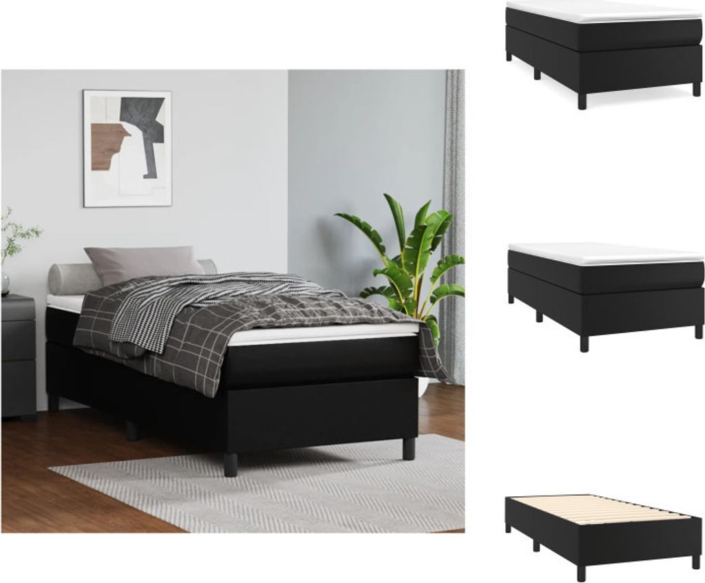 vidaXL Boxspringbett Schwarz 100x200 cm Kunstleder - Betten & Bettgestelle