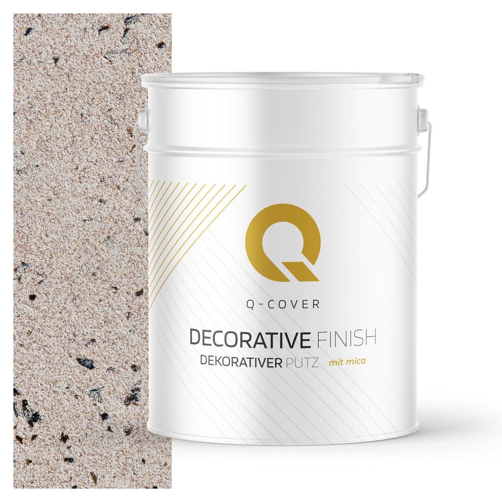 Dekorativer Putz mit Mica 15 kg – Hellbeige mit schwarzem Mica D812 – Strukturputz Innen & Außen, wetterfest Q-COVER