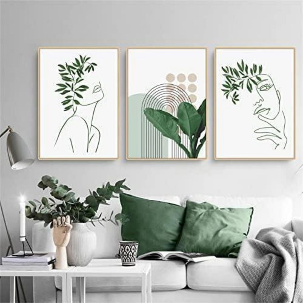 Ensemble de 3 posters, motif : plante verte, style Image du produit 