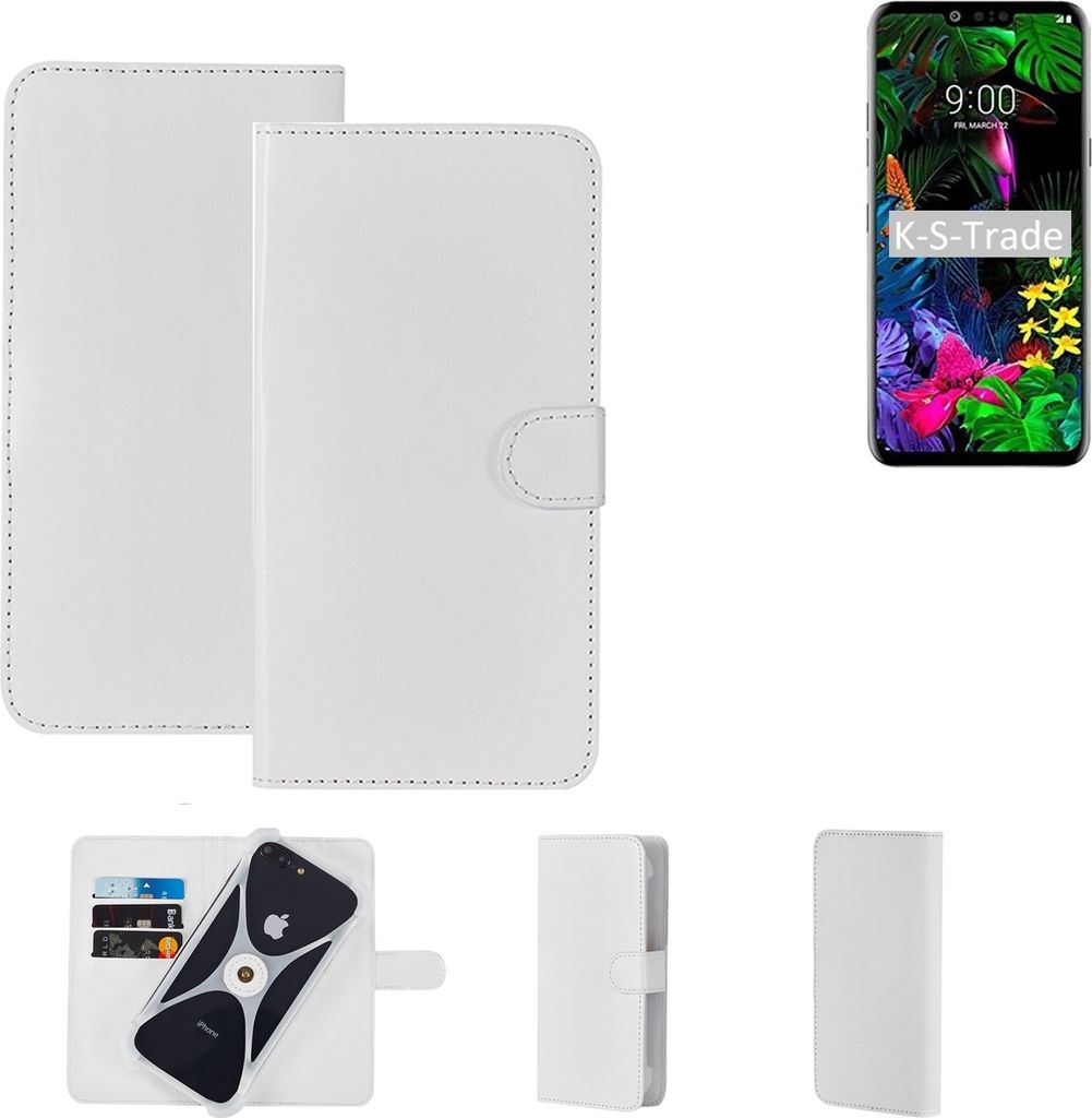 K-S-Trade Handy Hülle Schutz Hülle kompatibel mit LG Electronics V50 ThinQ 5G Cover Case Bookstyle Bumper weiß 1x
