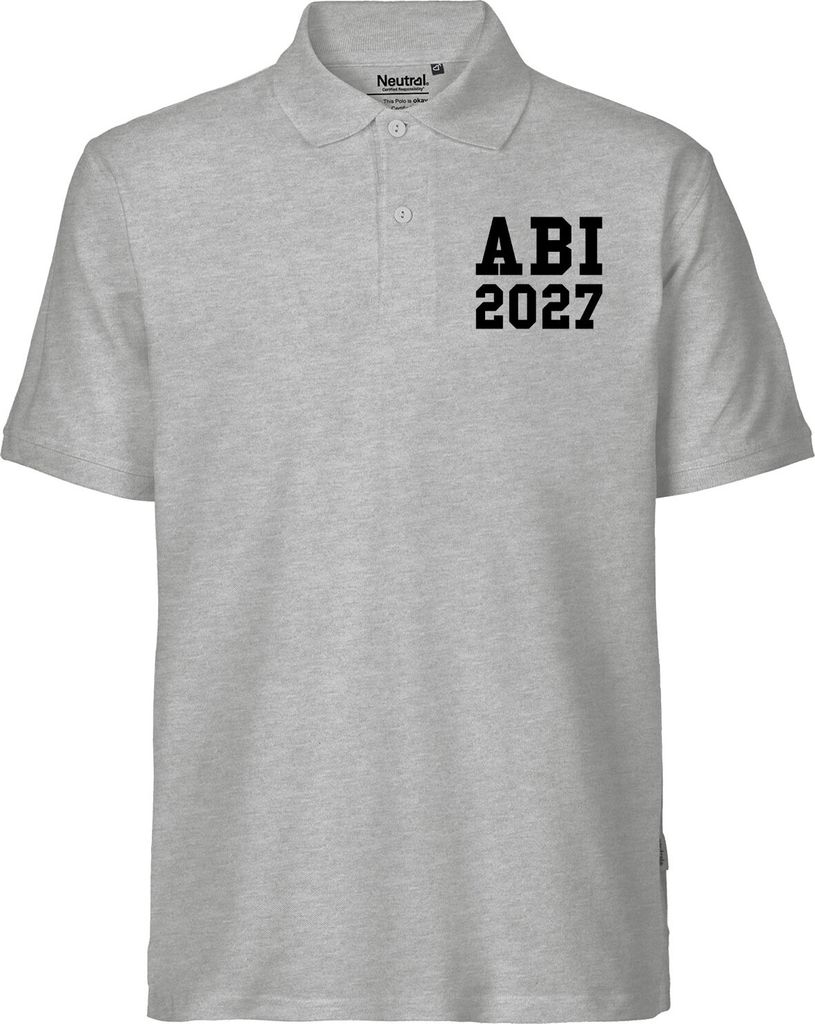 Huuraa Herren Polo Shirt ABI 2027 Abitur XL Sport Grey Bio Baumwolle Fairtrade Poloshirt Geschenkidee