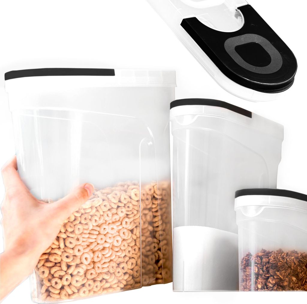 Set 1-4 L Aufbewahrungsbox Küche Behälter aus Plastik Mit Deckel, Vorratsgläser zur Aufbewahrung Lebensmittel, Vorratsdose Küchenorganizer, Vor...
