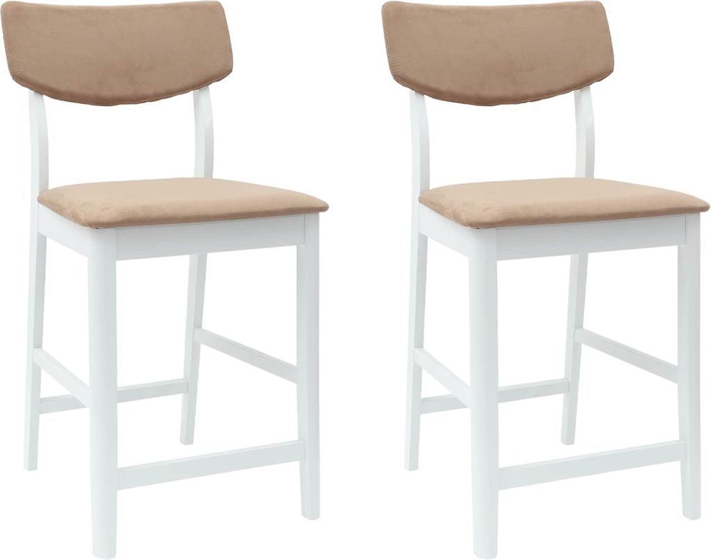 vidaXL Esszimmerstühle 2 pcs Weiß 48 x 49 x 95 cm Massives Gummiholz