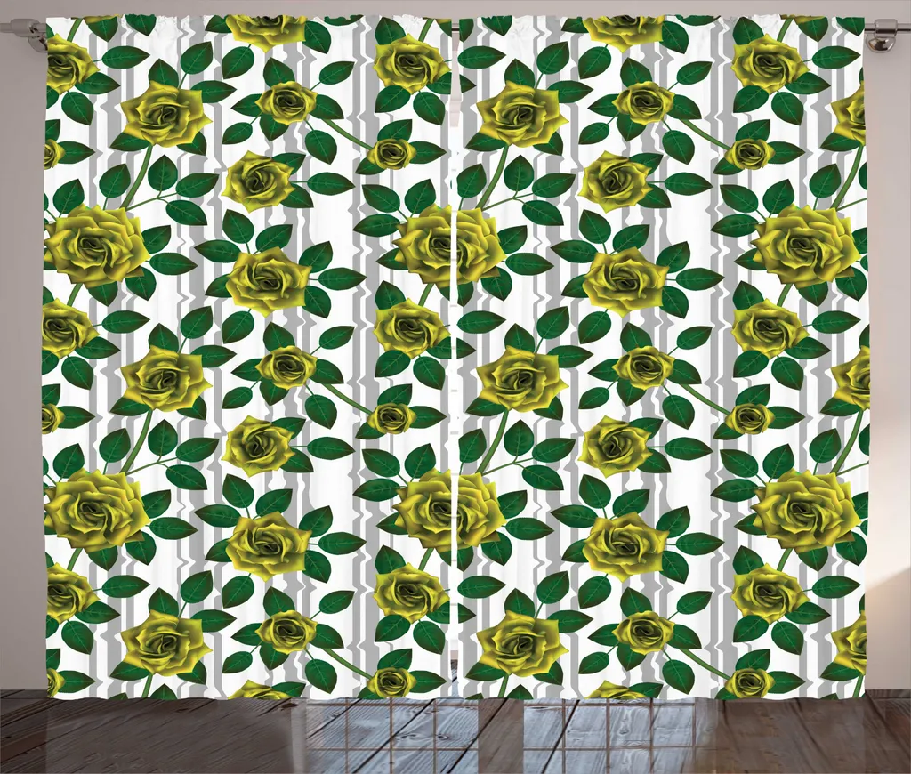 Rideau universel facile à poser ABAKUHAUS Roses Dorées 280x225 cm sans effort