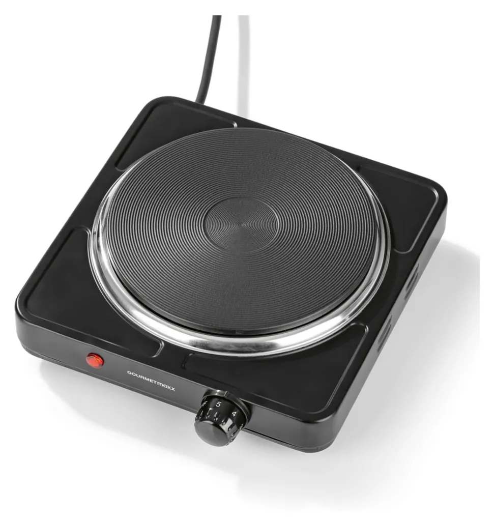 GOURMETmaxx Plaque de Cuisson Électrique 1500W Noire - Thermostat Réglable