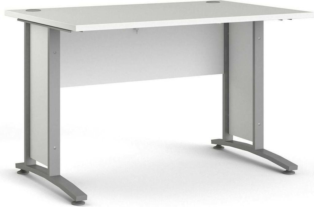 Schreibtisch Albertine, Mehrzweckschreibtisch, Bürotisch für PC, Eckschreibtisch, 120x80 h75 cm, Weiß und Grau