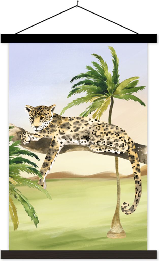 MuchoWow Textilposter Panther - Safari - Aquarell 40x60 cm mit schwarzem Rahmen - Wanddekorationen