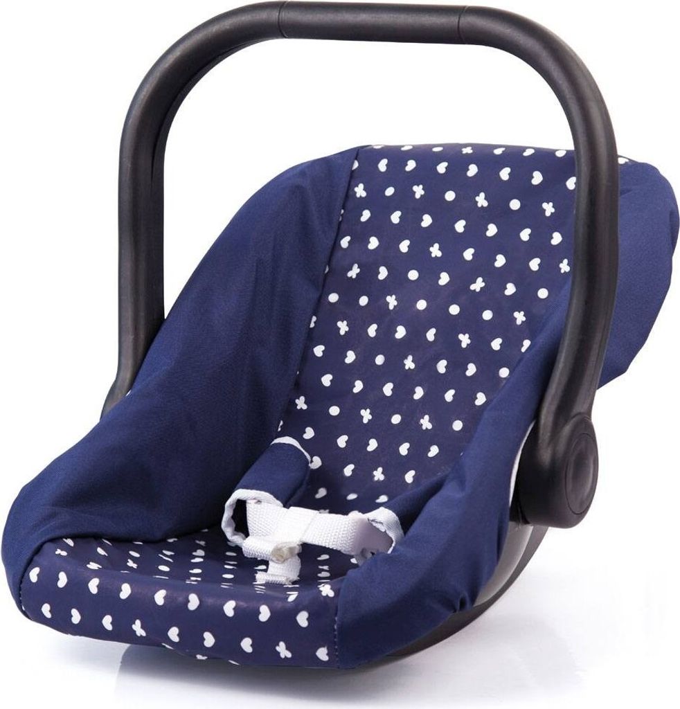 Puppen-Autositz, blau mit Herzchen