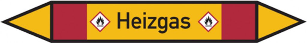 Dreifke Rohrleitungsetikett, Heizgas | Folie selbstklebend | 187x26 mm, 1 Stk