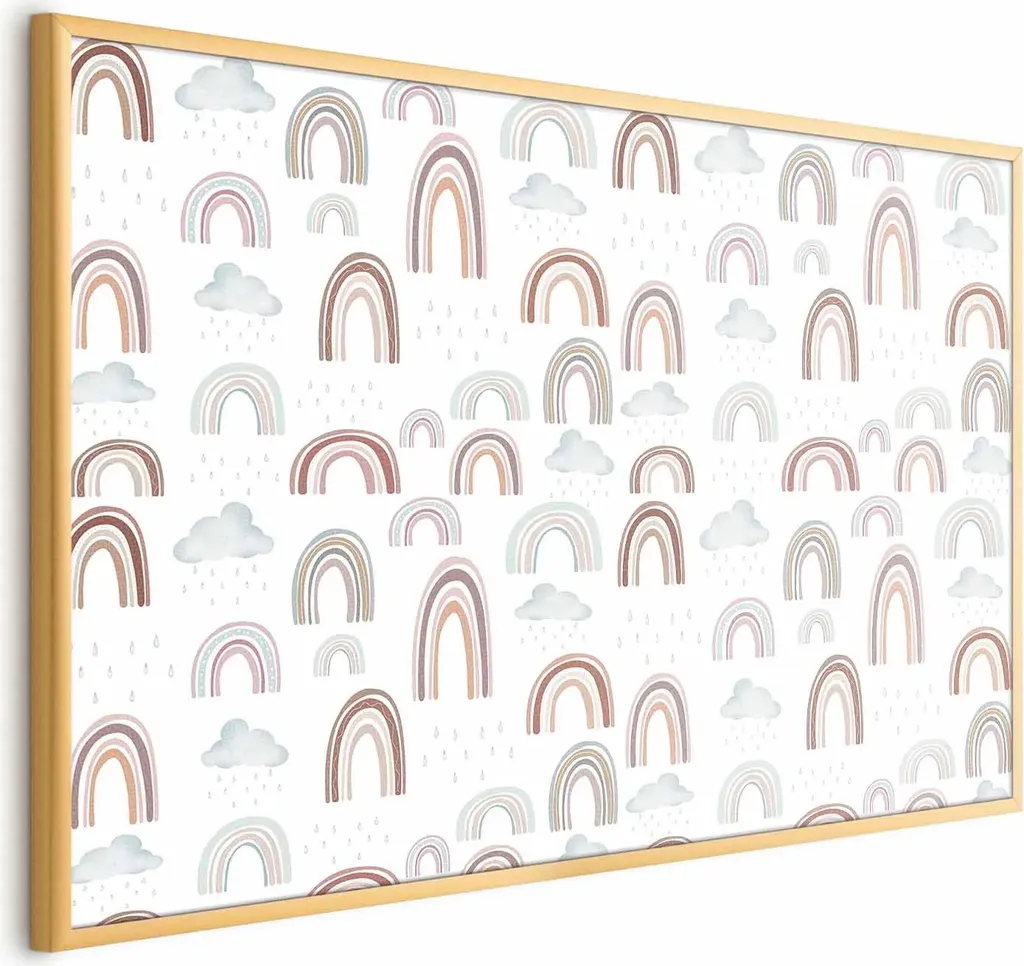 Quadro Arcobaleno Moderno 60x40 Oro - Poster Natura Premium - 1