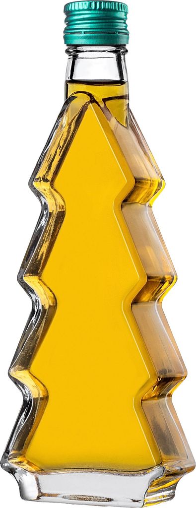 KADAX Glasflaschen in Tannenbaum Form, 200ml, 1 Stück, Weihnachtsflaschen mit Schraubverschluss, Likörflaschen für Weihnachten, leere Schnapsfla...