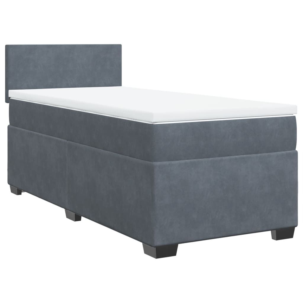 "2026 MODERNE"Boxspringbett - Einzelbett/Jugendbett mit Lattenrost - mit Matratze Dunkelgrau 100x200cm Samt - Klassische Betten NeuMöbel942271