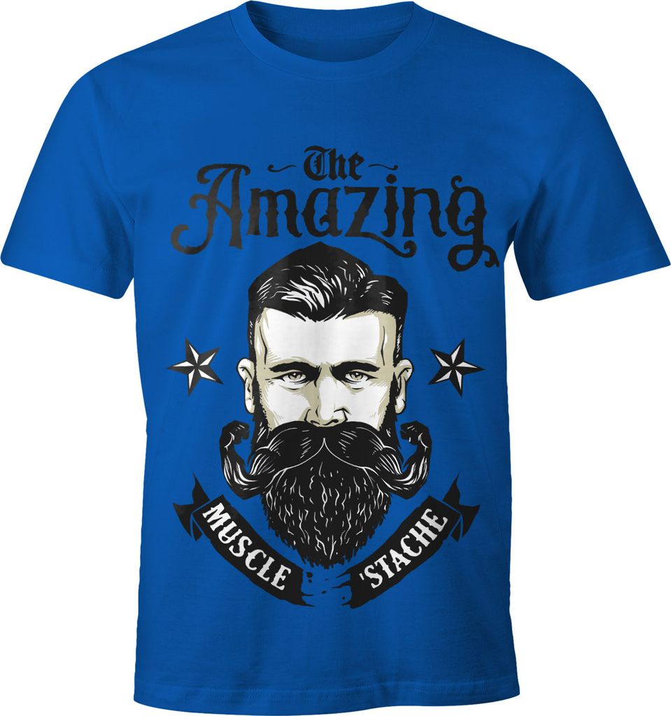 Herren T-Shirt - Beard The Amazing Muscle Mustache Bart Barber Shop Barbier Hipster Bartträger - Moonworks royal XL