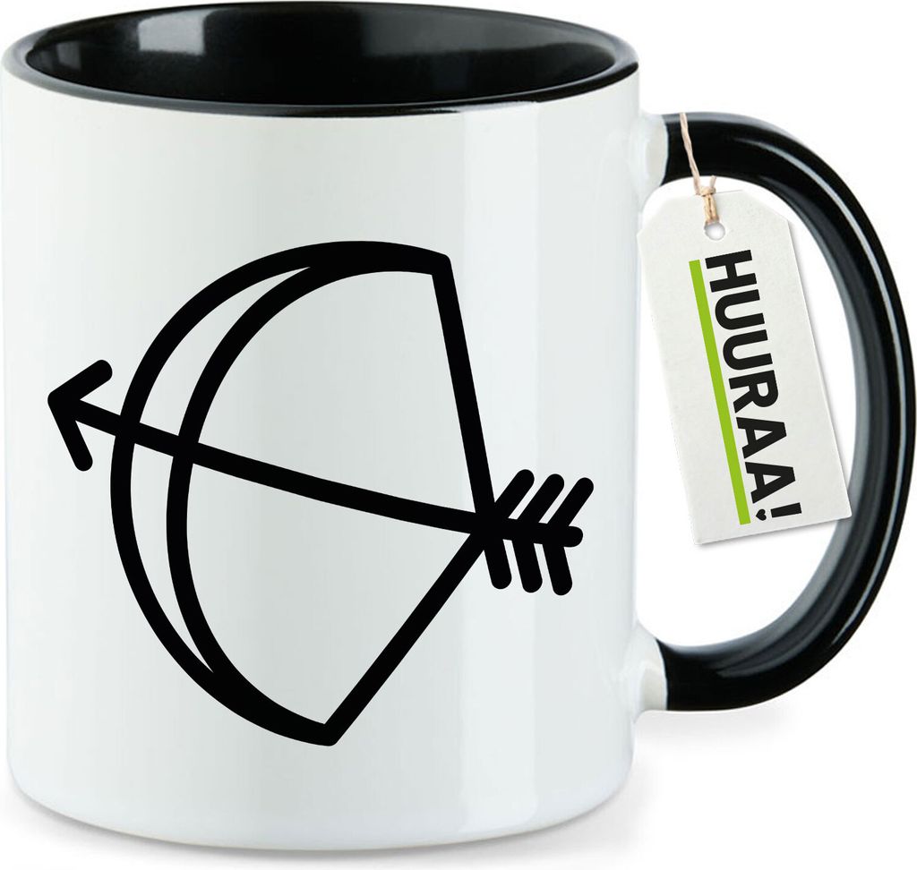 Huuraa Kaffeetasse Schütze Sternzeichen Symbol 330ml Schwarz Keramik Kaffeebecher Geschenkidee