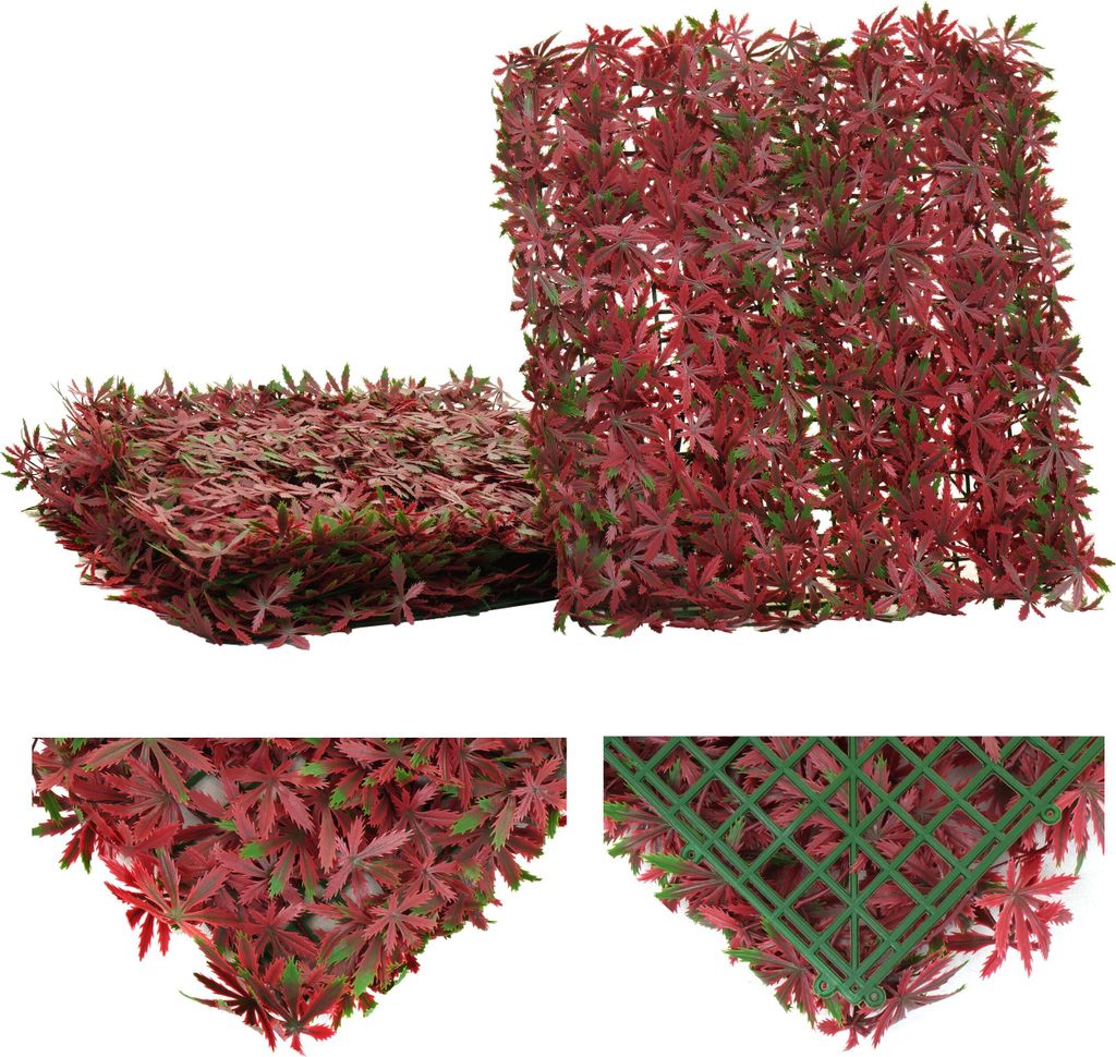 Wandfliese HWC-L78, Sichtschutz Windschutz Verkleidung für Terrasse/Balkon, 4x je 50x50cm = 1m² Ahorn rot