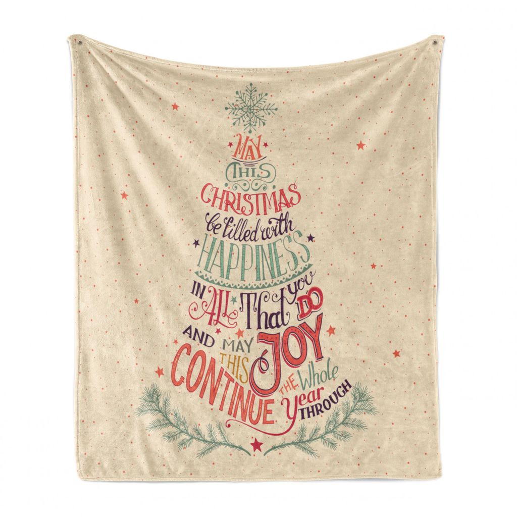 ABAKUHAUS Weihnachten Weich Flanell Fleece Decke, Weinlese-Weihnachtsbaum-Worte, Gemütlicher Plüsch für den Innen- und Außenbereich, 125 x 175 ...